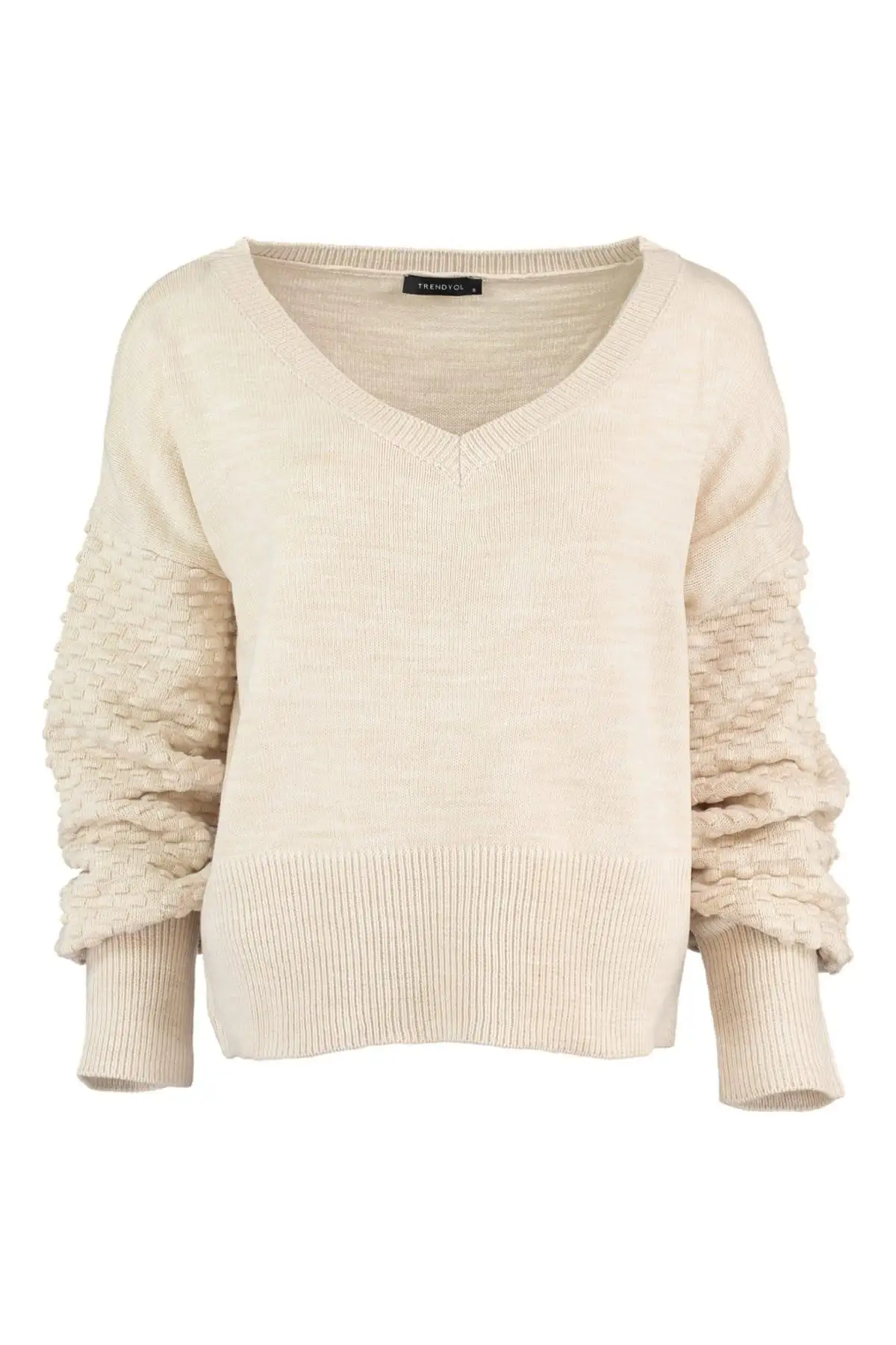 

Trendyol WOMEN-Raw White Balloon Sleeve Knitwear Sweater TWOAW20YP0001