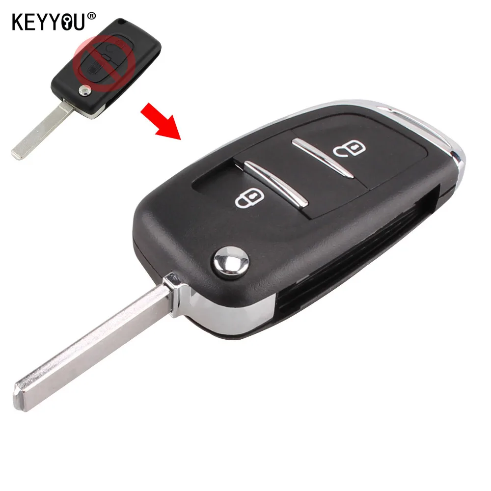 KEYYOU 2 кнопки модифицированный флип складывающийся чехол для ключей брелок корпус для Citroen C2 C3 C4 C5 C6 C8 CE0536