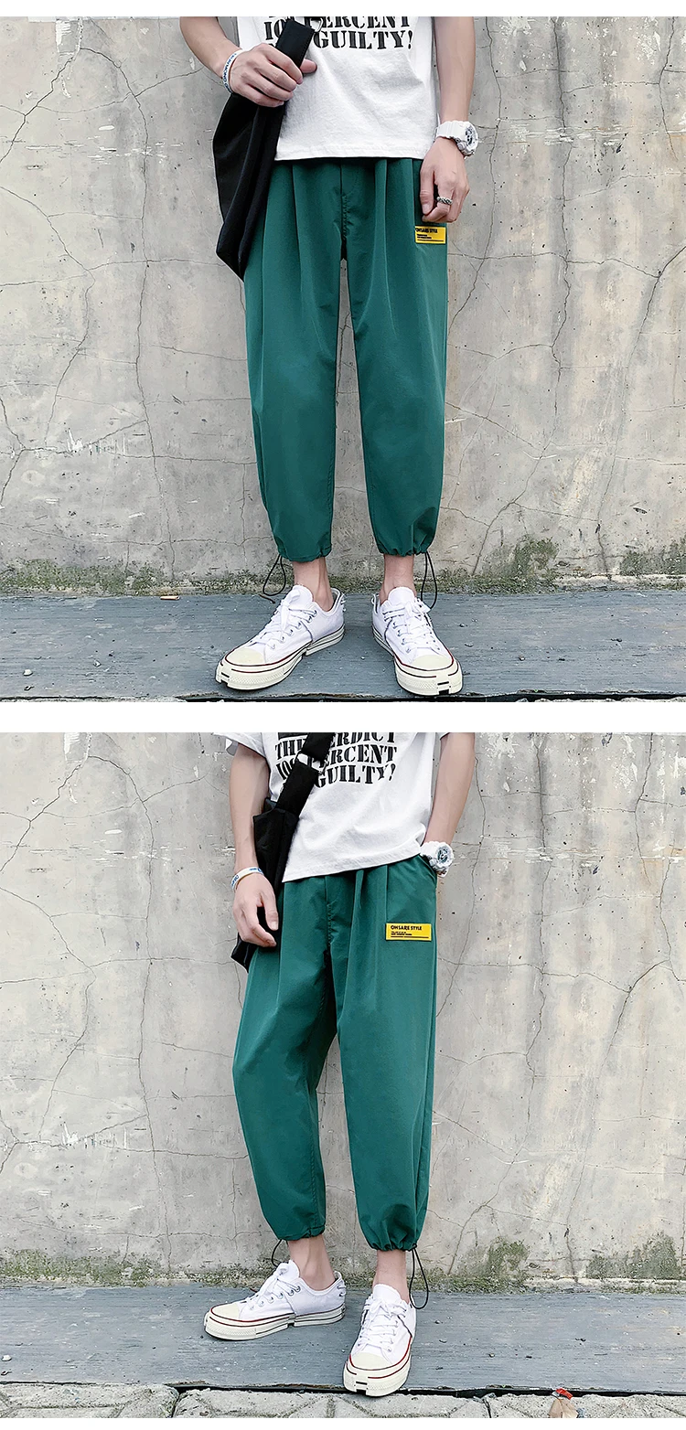 2019 летние трендовые штаны до щиколотки Harun для отдыха уличная одежда в стиле хип-хоп тонкие дышащие мужские спортивные штаны с завязками