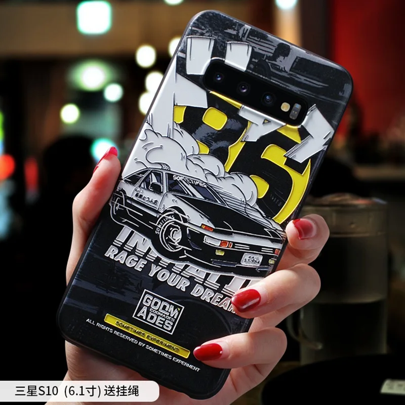 

Initial D ,Moon Astronaut ,Smoking warning embossed Relief case For Samsung galaxy S10 PLUS S10 S10lite S10e case cover