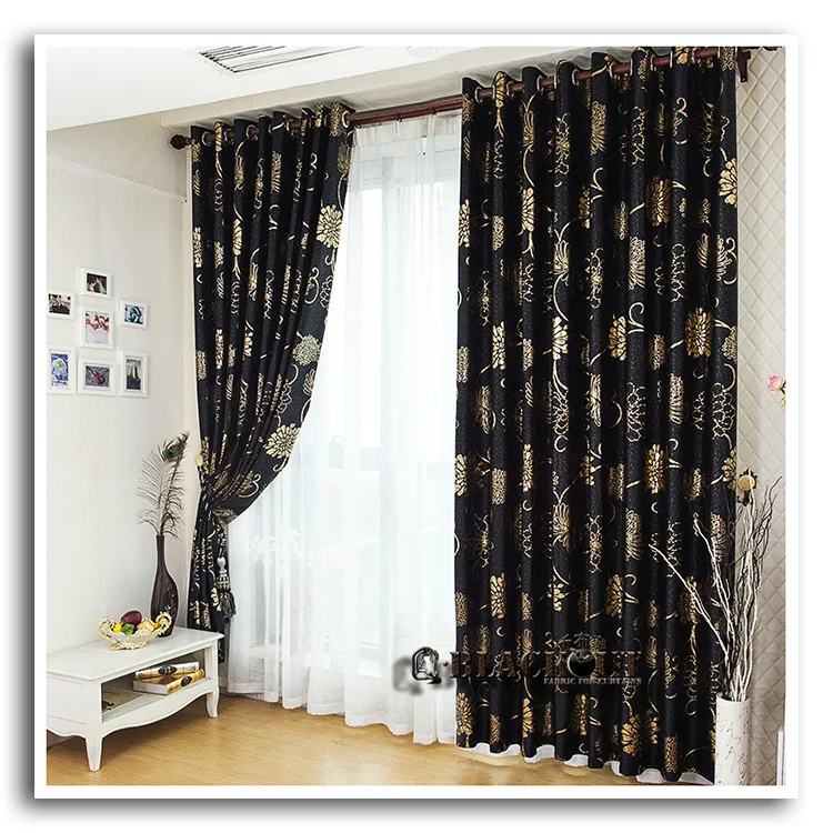 Антикоррозийный металлический люверс, красивые черные и золотые шторы, черные и серебряные шторы для гостиной