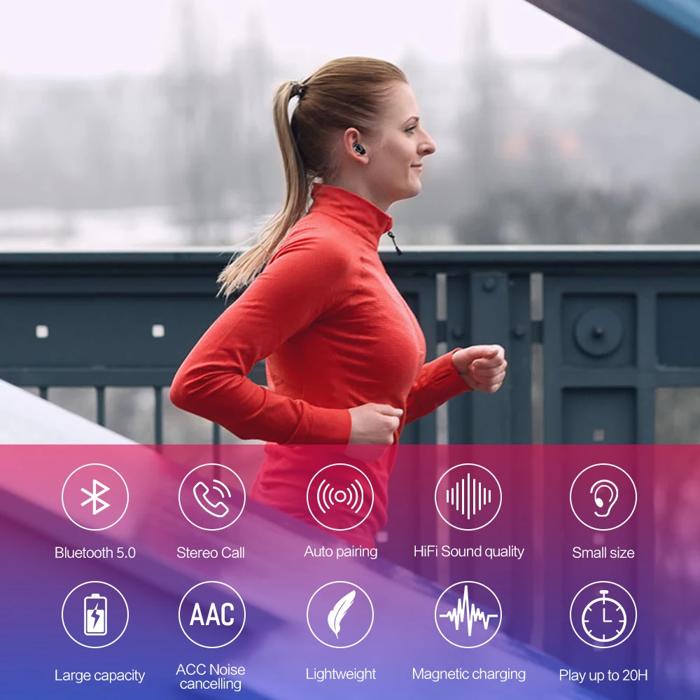 ROCK Bluetooth 5 0 наушники HBQ TWS Беспроводные спортивные с громкой связью 3D стерео