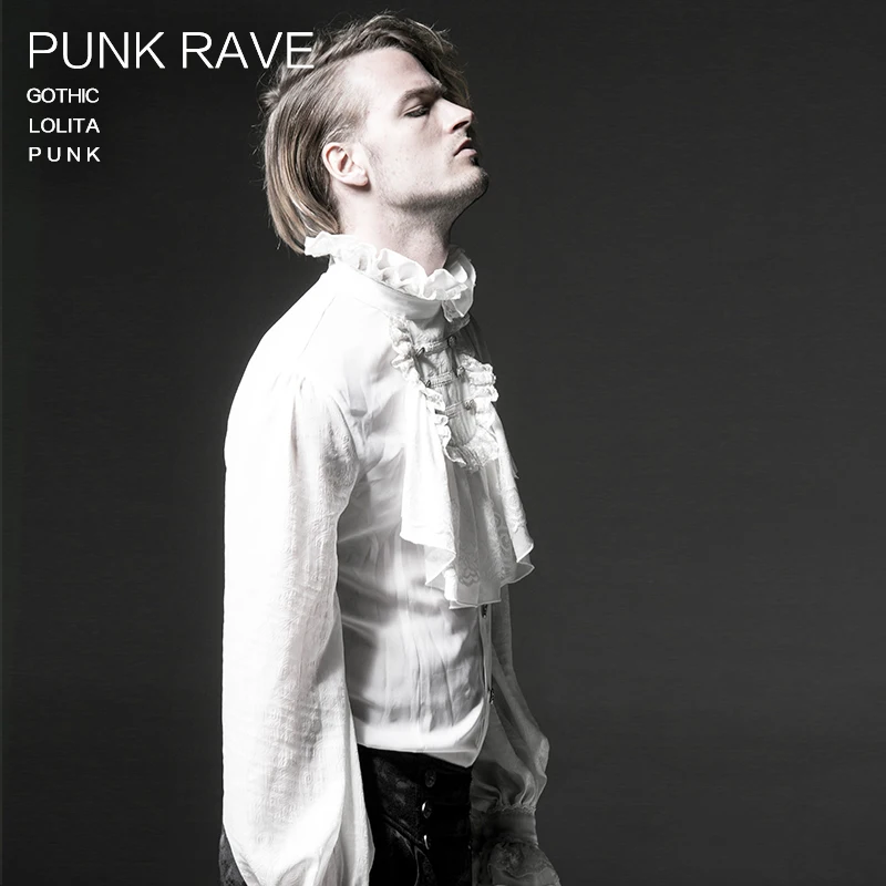 Punk Rave male Gothic style full sleeve chiffon emnossing shirt Y-522