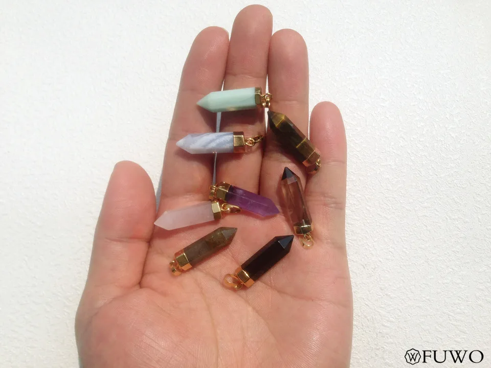 Natural Semi-precious Stones Long Point Pendant 12