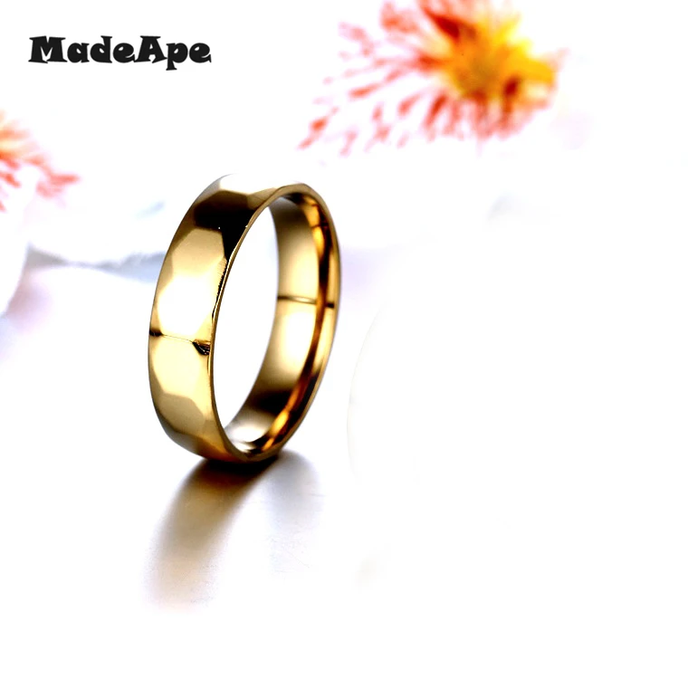 MadApe Promotion Gold Color Ring Wedding Rings For Women Stainless Steel Couple Jewelry