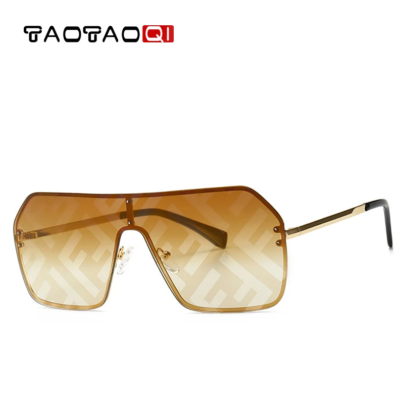 

TAOTAOQI Oversized Sunglasses Fashion Sun Glasses Brand Woman Retro Glasses Square Rimless Shield Sunglasses Luxury Men Shades