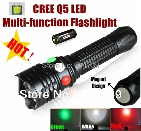 

CREE Q5 LED signal light Green White Red LED Flashlight Torch Bright light signal lamp For 1x18650 or 3 x AAA Battery
