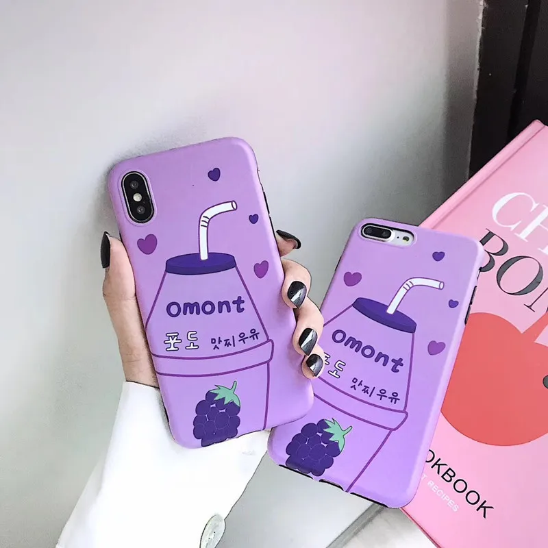 

BONVAN For iPhone X XR XS Max Case soft Cute Fruit drink Protection Back Funda For iPhone 6 6s 7 8 Plus Phone Cover Coque