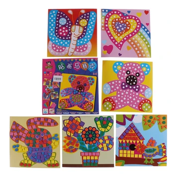 

New 6Pcs/Set Kids EVA Mosaic Stickers Art Crafts DIY Animal Transport 3D Educational Puzzle Toys For Children Christmas Gifts