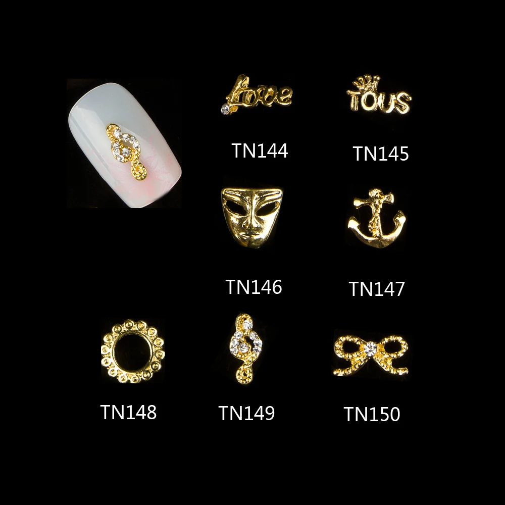 

10 Pcs/Lot 3D Love Anchors Mask Music Notation Bow Alloy Nail Art Decorations Glitter Rhinestones For Nails Tools TN144-150