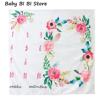 

Newborn Baby Watercolor Floral Photography Background Cloth Milestone Blanket