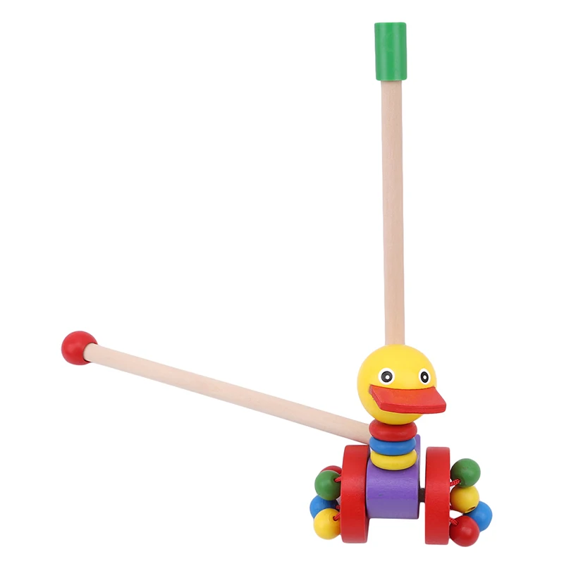 Дети деревянные милые Мультяшные Игрушки Животные Смешные деревянные машины детские игрушки детские головоломки тележка игрушки Дерево запускаемая вручную игрушка - Цвет: Flat-billed duck