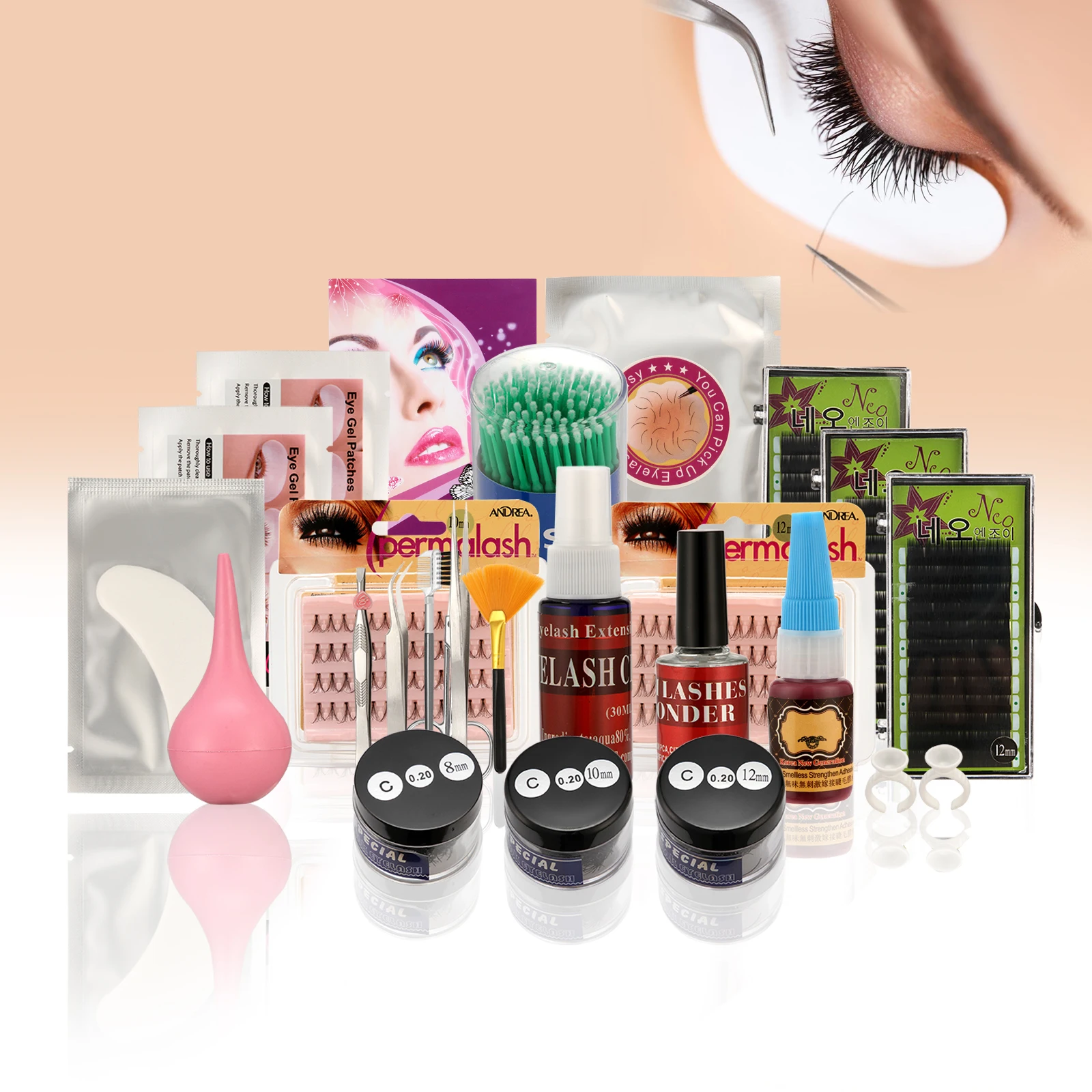 

ANMAS RUCCI Eyelash Extension Pro Kit Curl C Set Mink With Lash Glue Adhesive & Locked Box US dropshipping