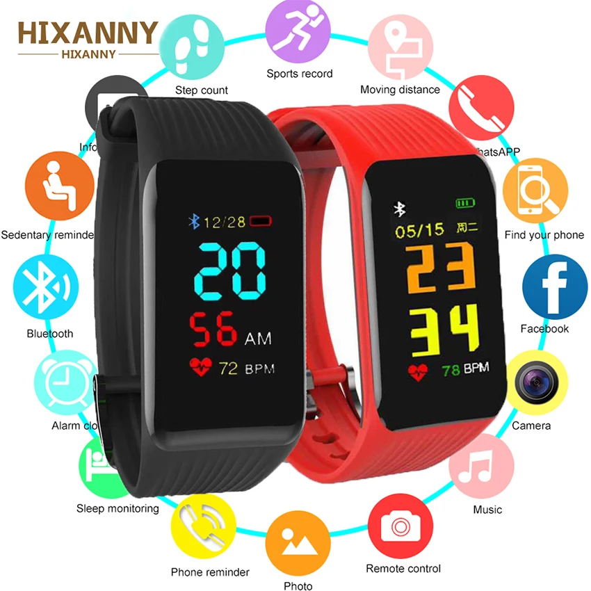 

K1 PLUS Color Smart Band Heart Rate Monitor Fitness Tracker X1 Smart Bracelet Waterproof Swimming Bluetooth Smartband Wristband