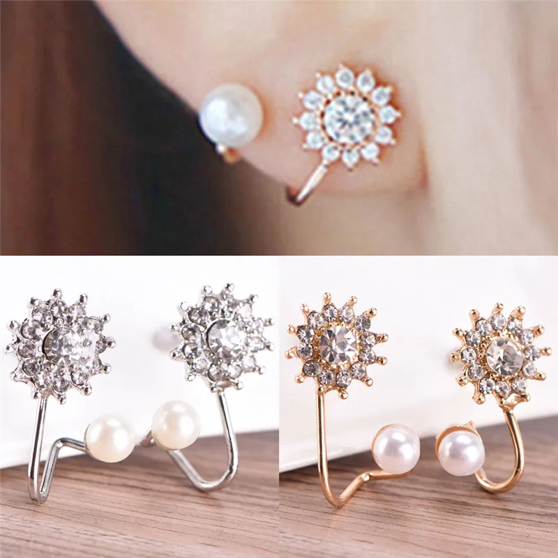 2017 new arrival Earring post Left and right side round rhinestones