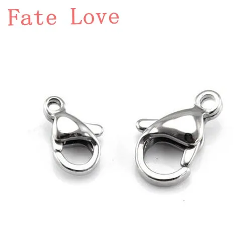 

Fate Love 100pcs 15mm jewelry findings shiny Stainless steel lobster clasps Fit necklace bracelet DIY jewelry accessories