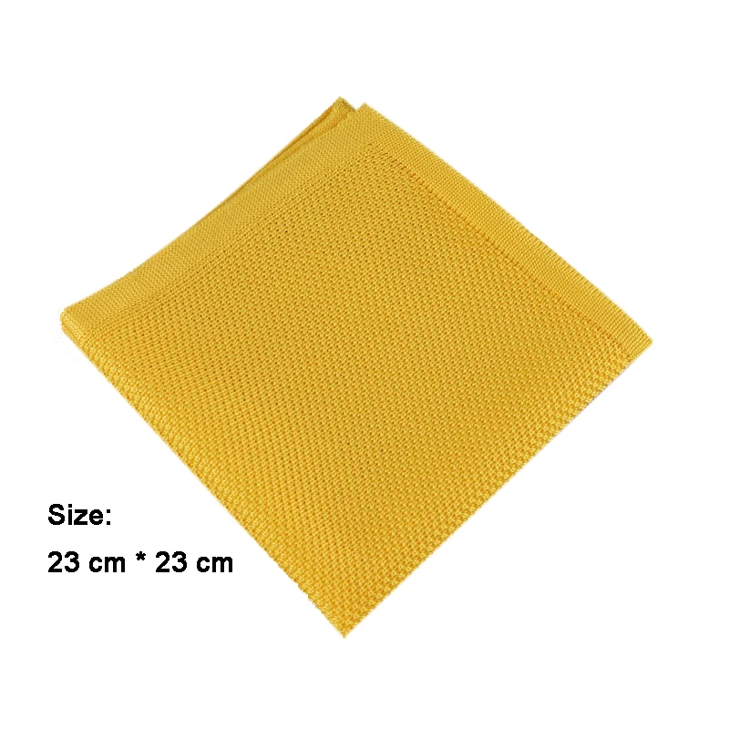  New Arrival 23 Cm High Quality Soft Touch Knitted Pocket Squares Luxury Looking Classical Solid Col