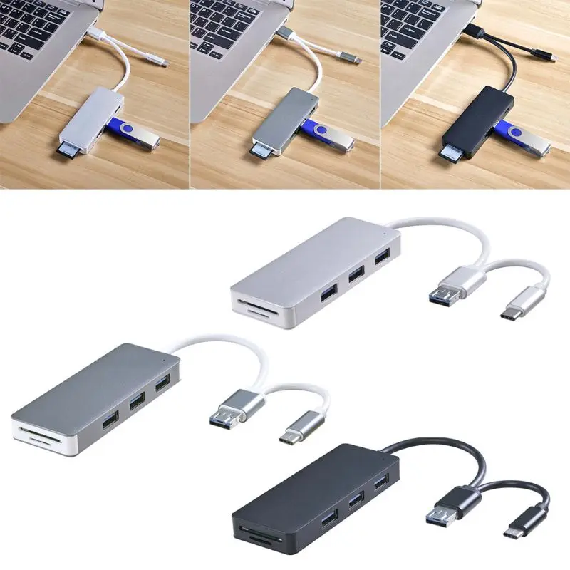 USB 3,0 + Micro USB Тип C SD Micro SD CF устройство чтения карт памяти 3 порты USB 3,0 для samsung Xiaomi huawei Android планшеты портативных ПК