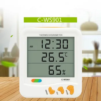 

Electronic digital display temperature and humidity meter C-WS901 large screen with alarm clock to remind indoor environment