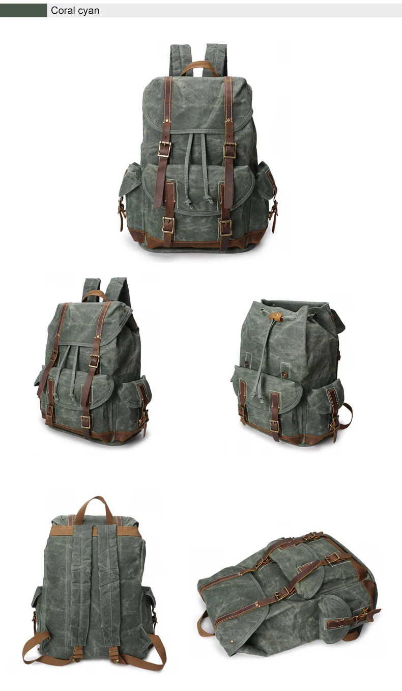 XMJY Men\&amp;amp;amp;amp;amp;amp;amp;amp;amp;amp;amp;amp;amp;amp;amp;amp;amp;#39;s Backpacks Canvas Leather Vintage Travel Bags Waterproof Large Capacity Laptop Backpack Men Women Unisex Rucksacks (13)