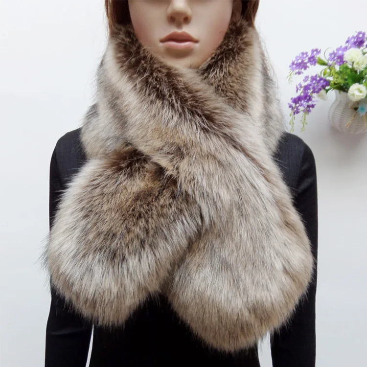 Kopen Nieuwe collectie winter faux wasbeer bont sjaal nep vossenbont uitlaat vrouwen faux bontkraag kleurrijke patchwork sjaal milieuvriendelijke