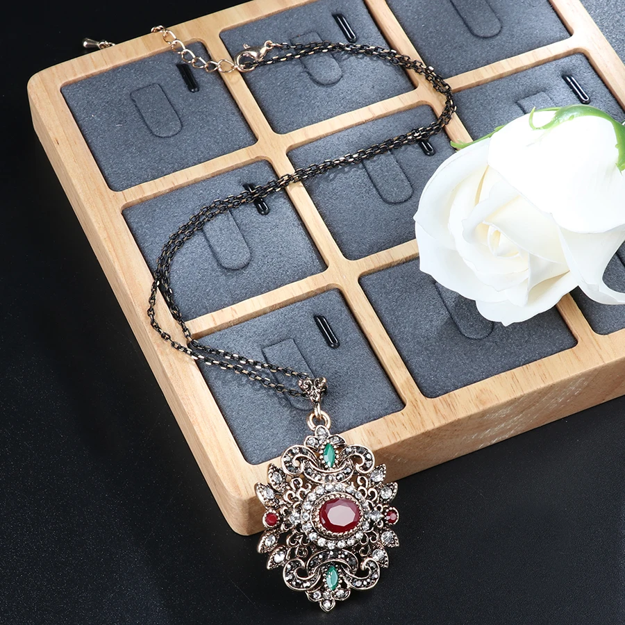 4-Kinel-2018-New-Vintage-Jewelry-Ethnic-Pendant-Necklace-For-Women-Ancient-Gold-Color-Geometric-Necklace-Crystal