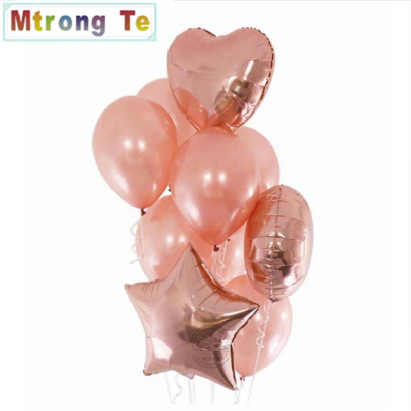 

10pcs 18inch rose gold star Heart Globos Metallic Color Infatable Foil Balloon for Party Wedding Valentine's Day Decoration gift