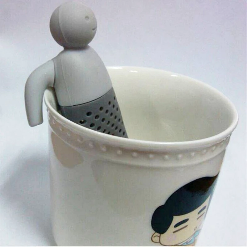 Г-н Little Man» и «Человек Чай Ситечко Силикона Чай сумки милый Универсальный Мистер Чай Ice Cream устройство лист Чай горшок для пивоварения Чай заварки
