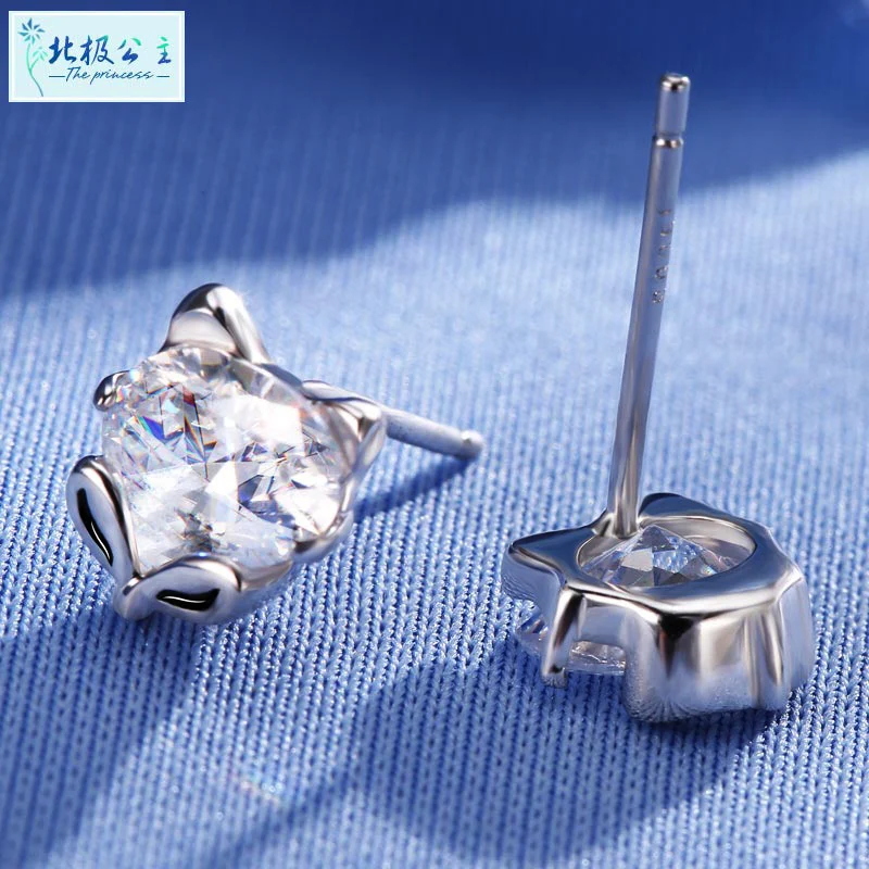 925 Sterling Silver Earring Funny Small Animal Fox Stud Earrings Luxury Cubic Zirconia Rhinestone bijoux orecchini donna | Украшения и