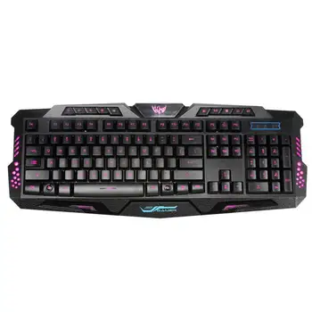 

A877 Russian Version Wired USB Keyboard 3-Color Switchable Backlight 104-Key Fingerboard for Game & Office & Computer & Home