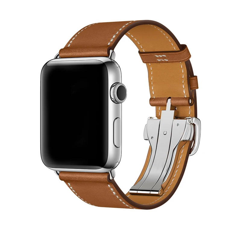 Ремешок с пряжкой URVOI для apple watch series 5 4 3 2 1 ремень iwatch одним туром кожаный ремешок