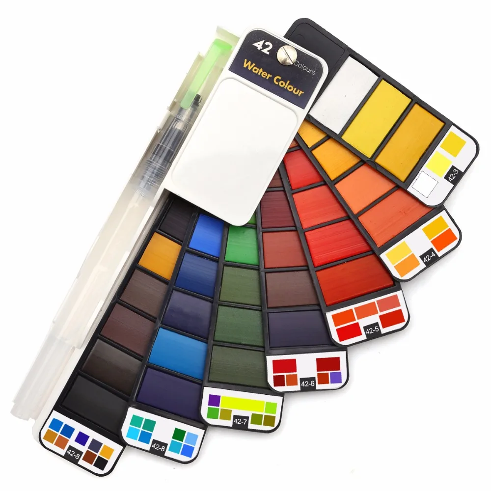 Dainayw18-25-33-42Colors-Solid-Water-Color-Paint-Set-With-Water-Brush-Pen-Portable-Watercolor-Pigment