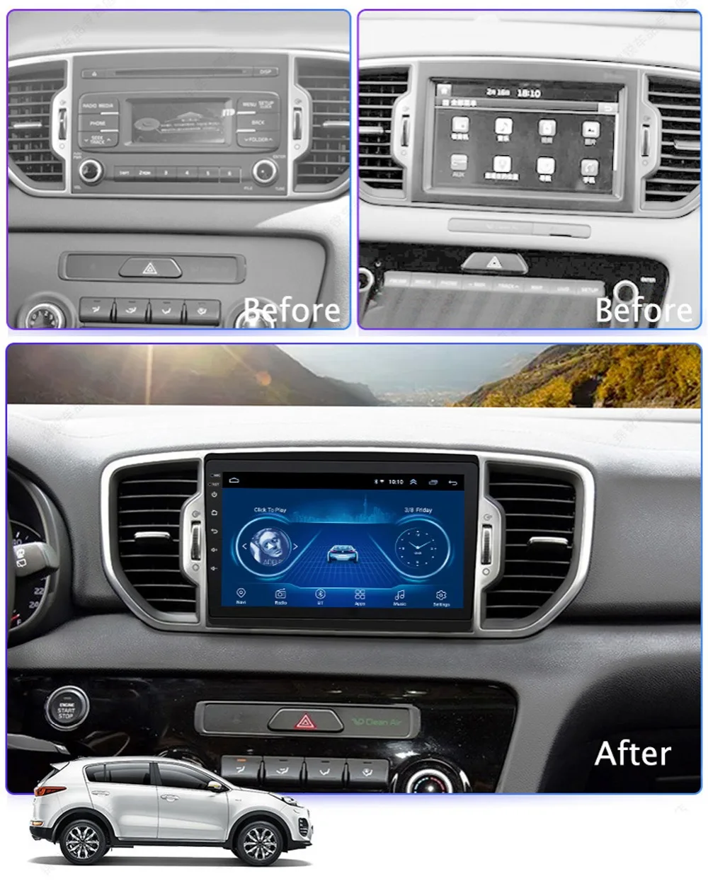 Cheap 10" Super Slim Touch Screen Android 8.1 radio GPS Navigation for Kia Sportage 2016 headunit tablets Stereo Multimedia Bluetooth 0