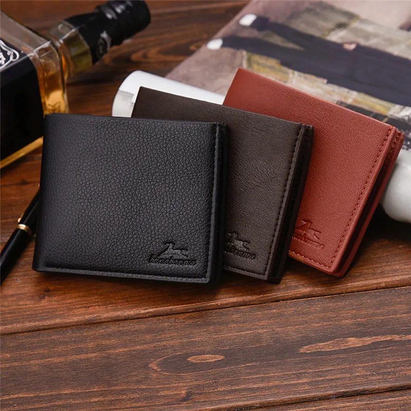 

Mens Wallets Solid Color Vintage Open Lichee Pattern Multi Card Position wallet men porte monnaie billetera hombre