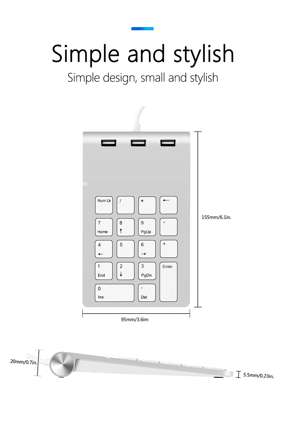 Rocketek USB цифровая клавиатура 18 клавиш Mini USB 2,0 концентраторы для цифровой клавиатуры Ultra Slim номер Pad вычислить портативных ПК