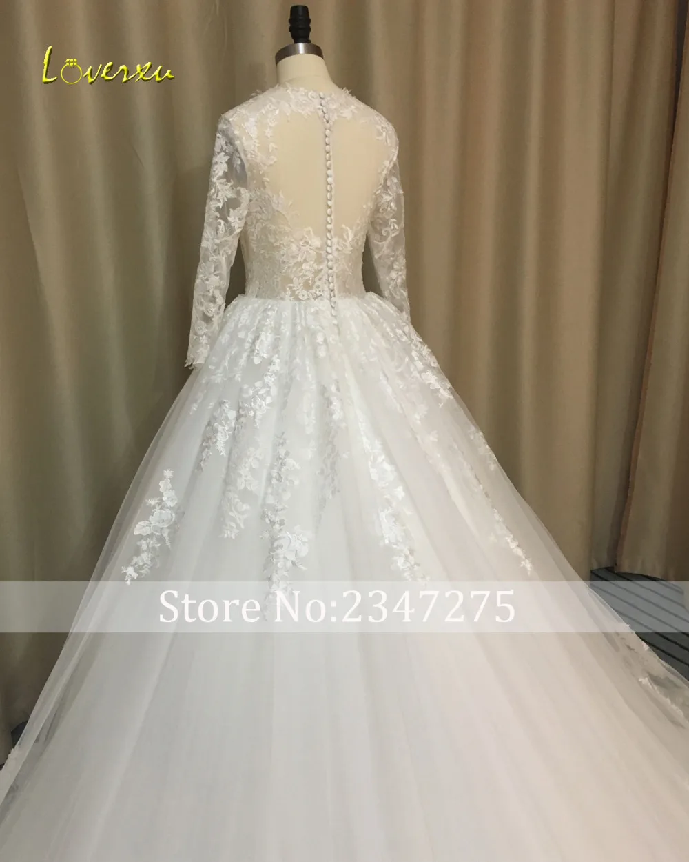 Loverxu Vestido De Noiva, сексуальные королевские свадебные платья,, с длинными рукавами, с аппликацией, ТРАПЕЦИЕВИДНОЕ кружевное свадебное платье, большие размеры