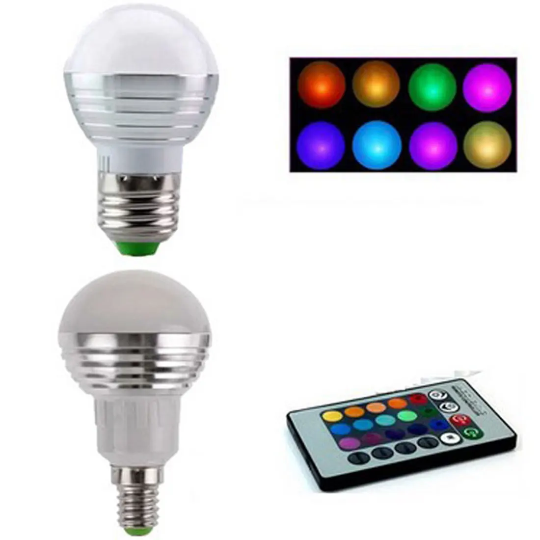 E27 E16 Colors 14 LED RGB Bulb lamp AC110V 220V 3W Spot light dimmable