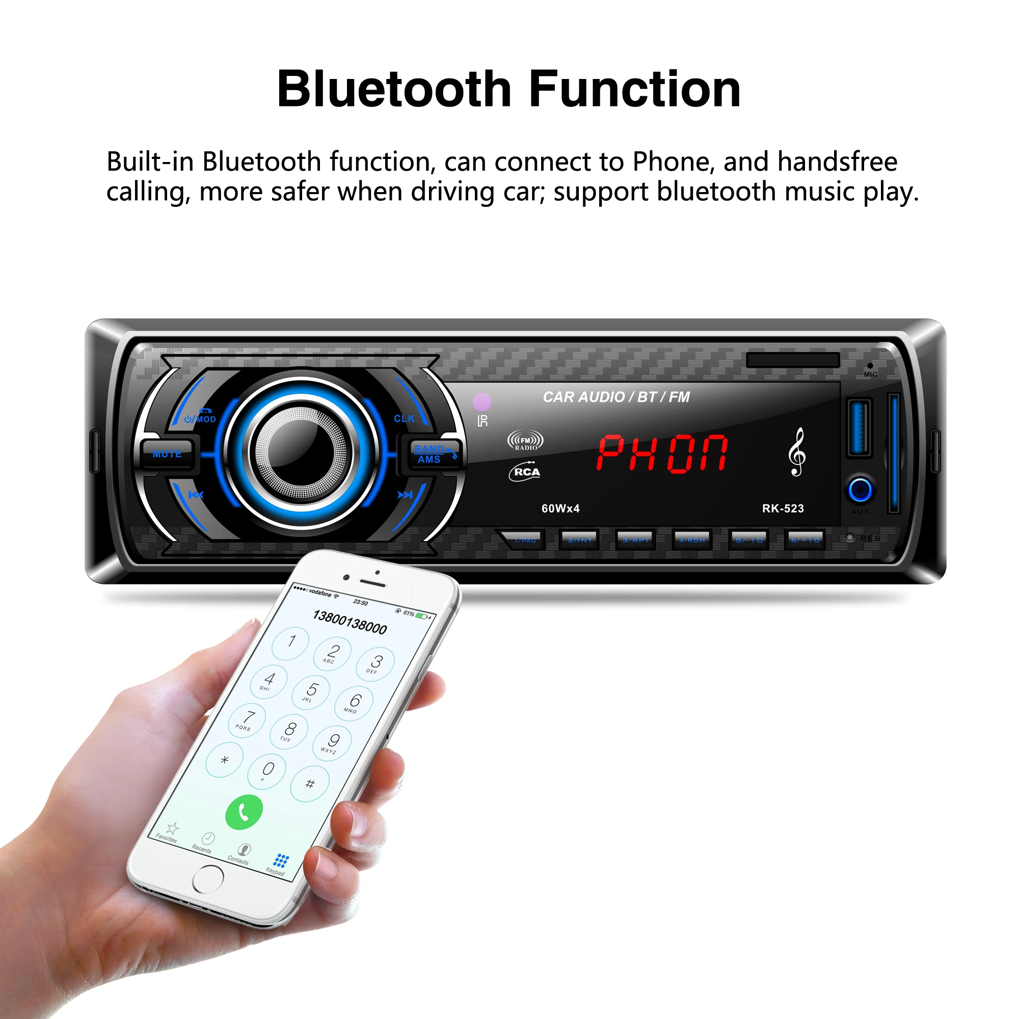 Car Stereo Bluetooth Wireless Digital Media In Dash Receivers USB/SD