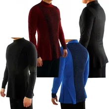 Эластичные рубашки для латинских танцев, Мужской Топ с длинным рукавом для латинских танцев, Мужская одежда для бальных танцев, танцевальная одежда для соревнований, одежда для выступлений DN7016