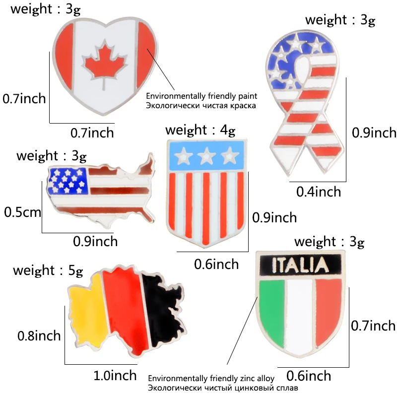 Эмалированная булавка с национальным флагом США, Германии, Канады, Индии, России, броши, значок, отражающий история, ювелирные изделия