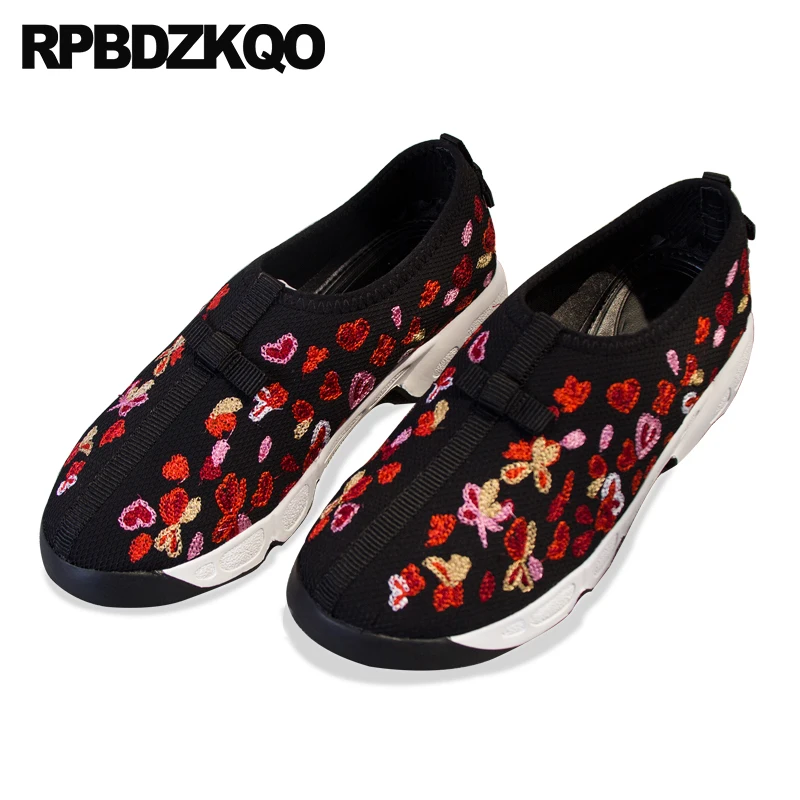 

heart thick sole embroidery flats embroidered breathable floral luxury creepers women flower traditional chinese shoes mesh