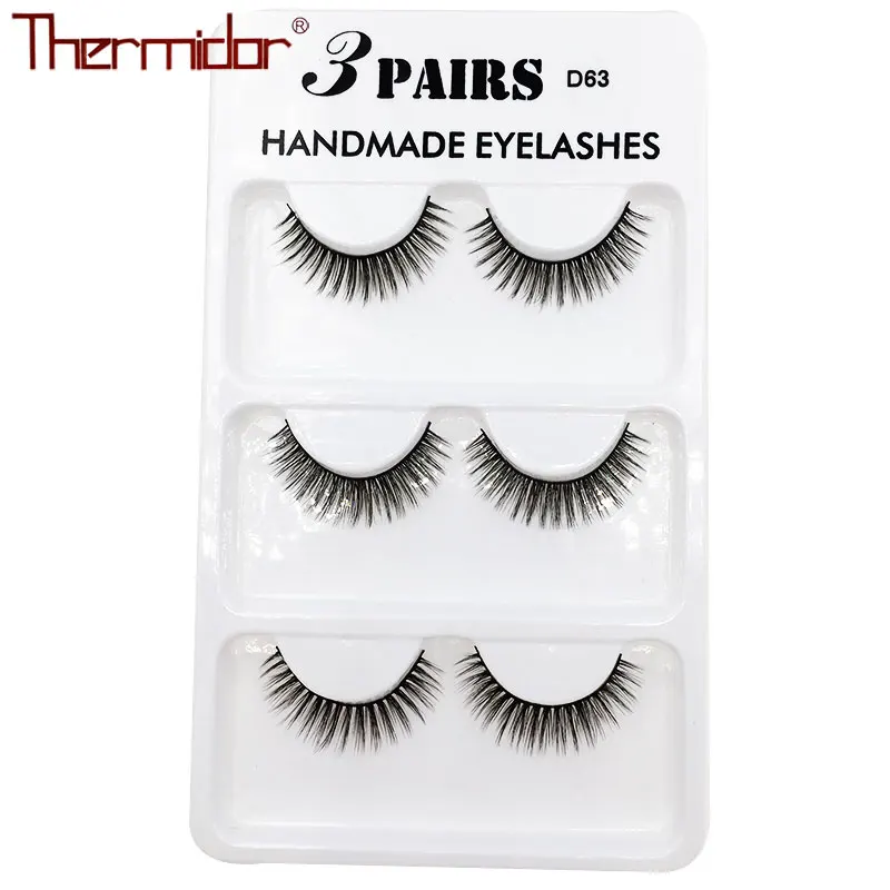 

Thermidor Eyelash 3D Synthetic Lashes Natural False Eyelashes 3pair Thick Handmade Full Strip Lashes Fake Eyelash Reusable