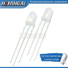100 шт. светодиодный 5 мм круглый рассеянный красный и зеленый два цвета общий анодный светодиод светоизлучающий диод и hjxrhgal