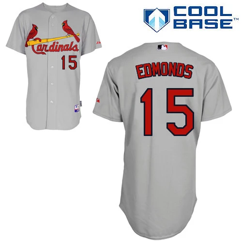 St Louis Cardinal 15 Jim Edmonds Jersey White Cream Grey Cool Base Stitched