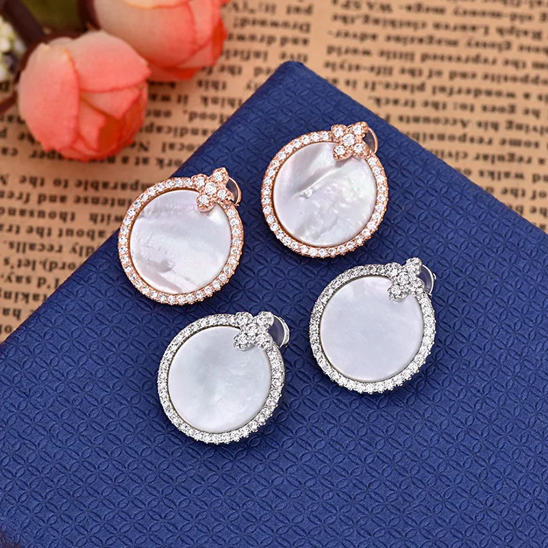 Модные Винтажные круглые серьги в виде листьев, цветов, кубического циркония, женские свадебные серьги ZK40