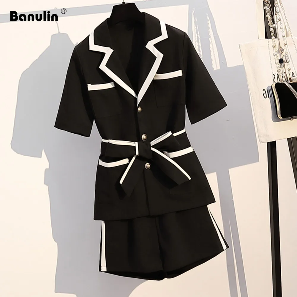 

Banulin Work Ol Suit Female Blazer And Pants Suit Set Female Coat V Neck Sexy Chic Suit Women Office Set 2 Pieces Outfits Female