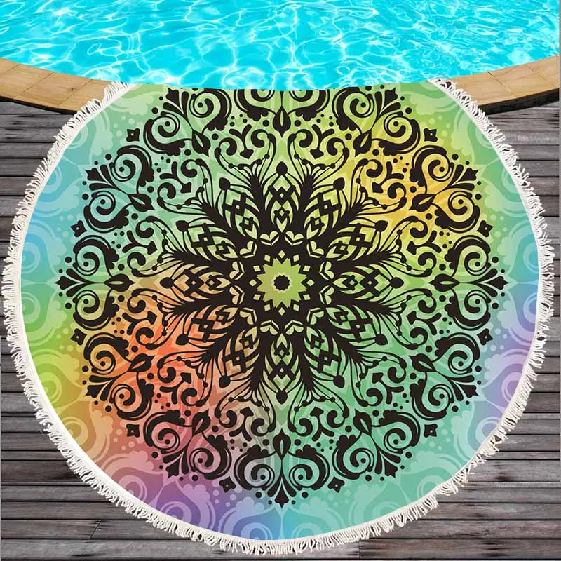 2018 Summer 150cm Large Size Round Beach Towels Geometric Printed
