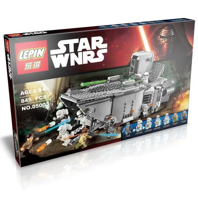 

845pcs 05003 StarWars Force Awakens First Order Transporter Figure Toy Rey BB-8 Building Blocks Compatible With 75103 Boy gift