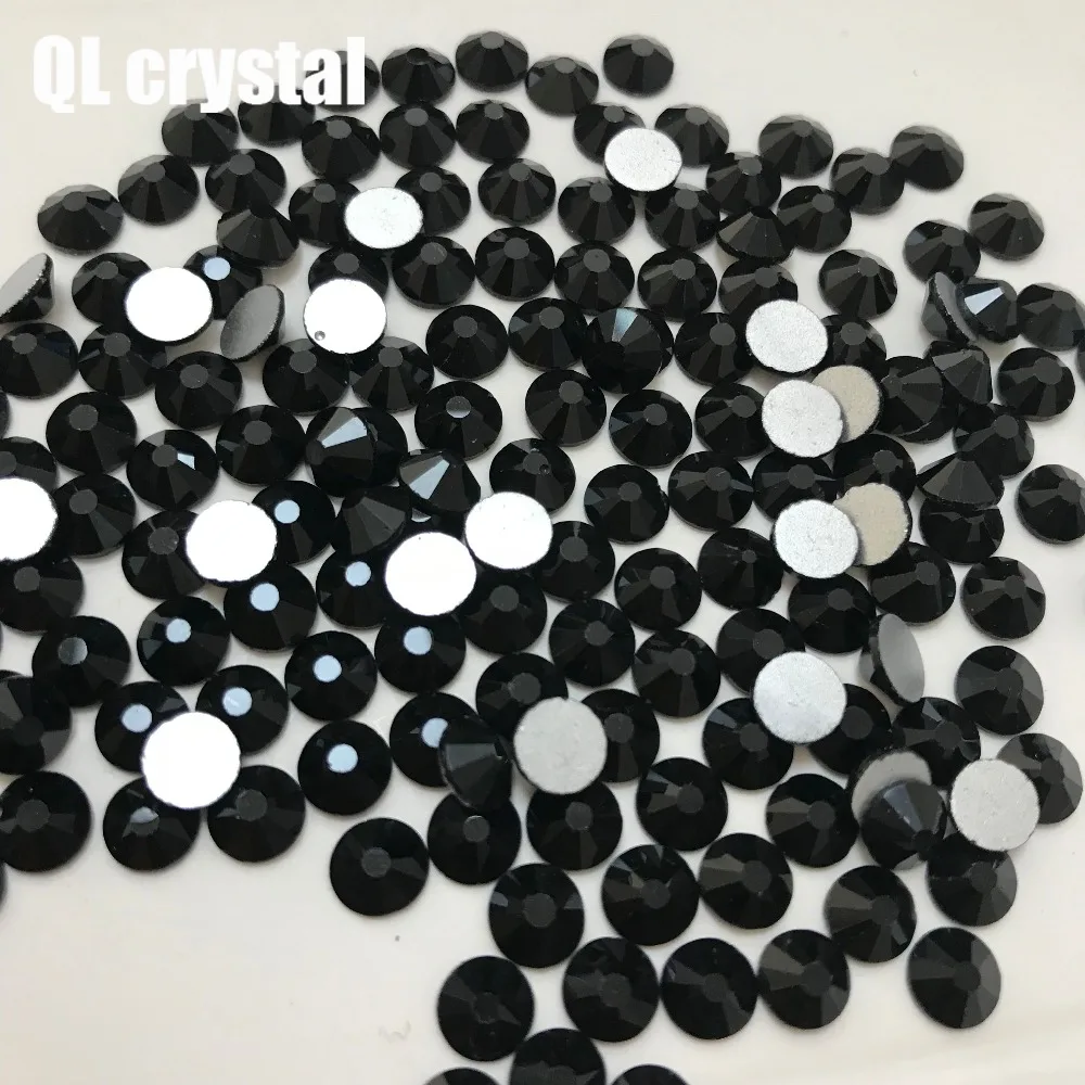 

Black Glue on Glitter Flatback Glass Crystal Non Hot fix rhinestone For Gymnastics Clothes Shoes 3D Nail Art Decoration