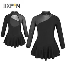 IIXPIN/танцевальное платье для балета для девочек платье-трико с длинными рукавами из тюля с вырезами на спине для фигурного катания на роликах
